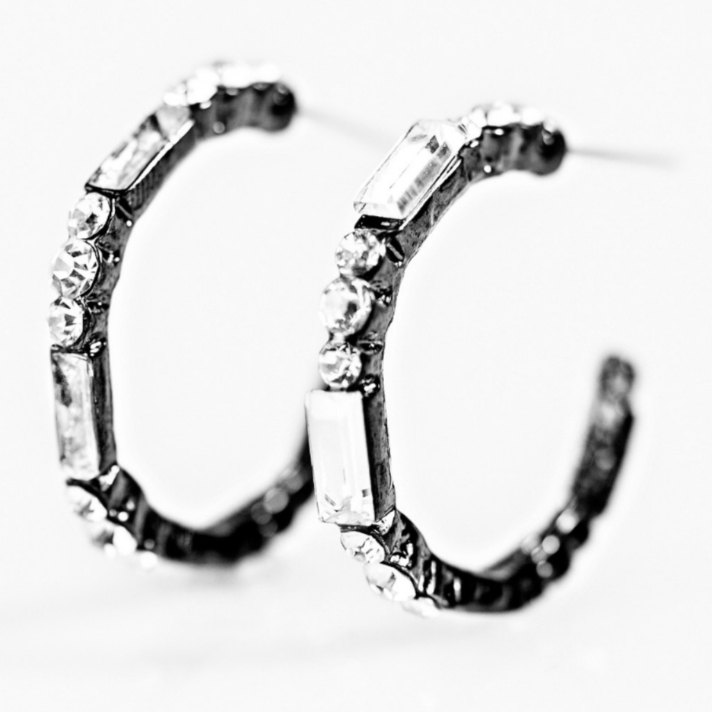 Black Bling Hoop Earrings - Bling On The Night